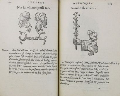 PARADIN (Claude). Devises héroïques.
Lyon, Jean de Tournes, 1557.
In-8 de 261-[1]...