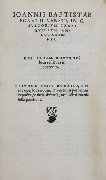 SUETONE. Duodecim Cesares, ex Erasmi recognita.
Paris, Simon de Colines, 1543.
In-8...