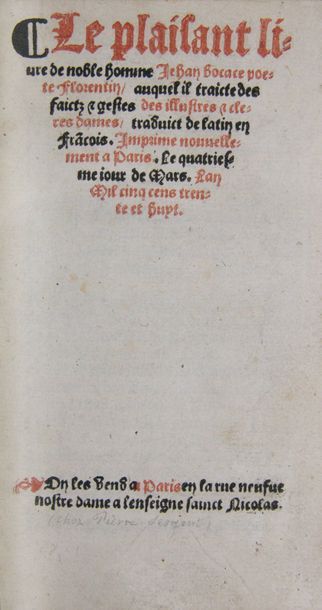 BOCCACE (Giovanni). Le plaisant livre de noble homme Jean
Bocace, poète florentin,...