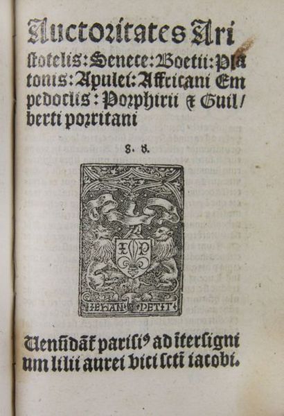BURLAEUS (Gualterus). Vita omnium philosophorum et poetarum cum auctoritatibus et...