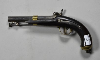 null France Pistolet de marine, modèle 1837, monture bois à fût court, platine arrière...