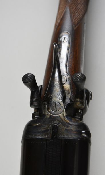 null Fusil de chasse à pistons, canons juxtaposés, platine avant restaurée XIXe siècle...