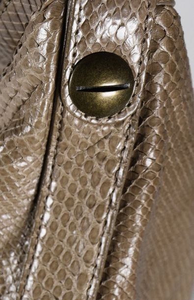 Gérard DAREL Sac en cuir reptile beige, double poche zippée devant, compartiment...