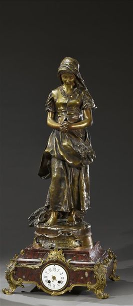 null Emile Edmond PEYNOT (1850-1932) L'angelus Sujet en bronze à patine médaille,...