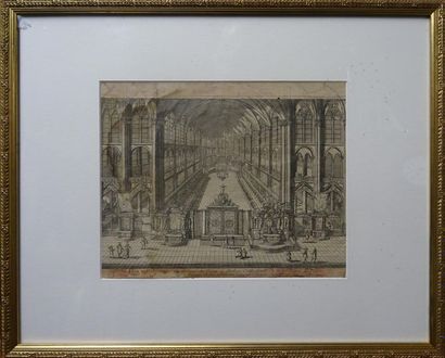 null Pierre AVELINE (1654-1722) Notre Dame. Vue de l'intérieur et vue du cour de...