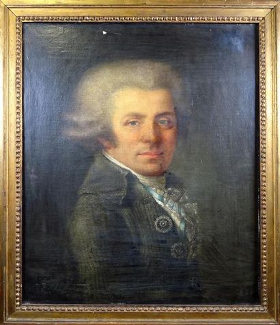 null Ecole de la fin du XVIIIe siècle Portrait d'homme Huile sur toile H. 60 cm L....