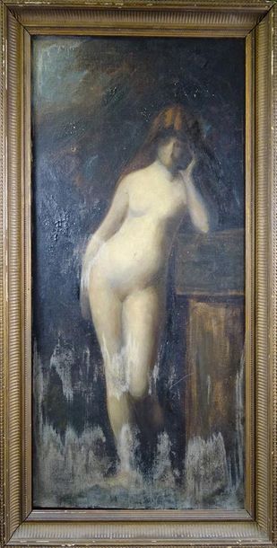 null Ecole FRANCAISE du XIXe siècle Femme accoudée Huile sur toile H. 77 cm - L....