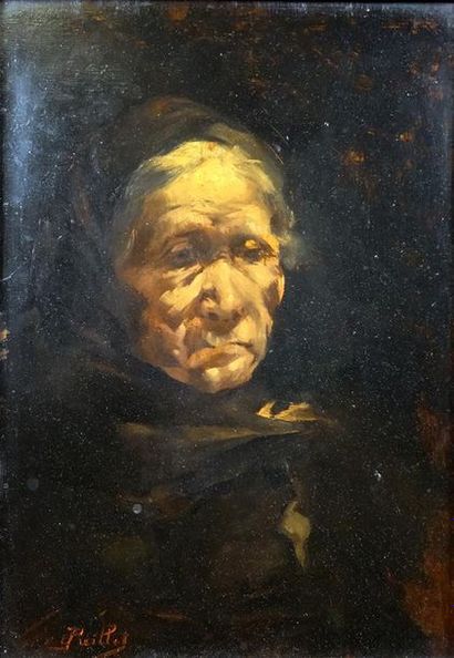 null Edouard PAILLET (1859-1925) Portrait de femme Huile sur panneau, signée en bas...