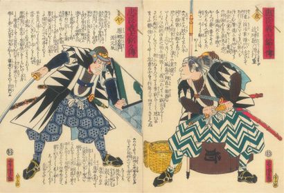 JAPON - Époque MEIJI (1868- 1912) L'histoire de Chuchingura, ensemble de 8 estampes
Signées...