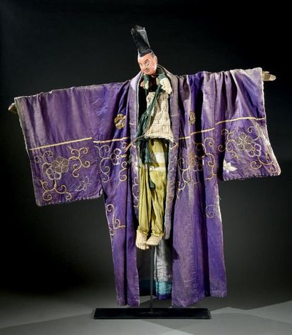 JAPON - Fin d'époque EDO (1603- 1868) Rare marionnette de théâtre de Bunraku complète...