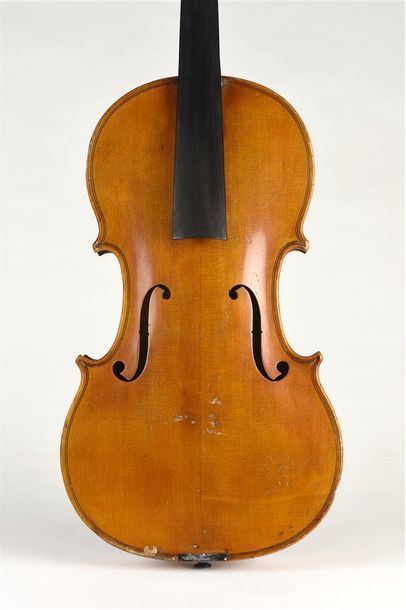 null Violon signé au fer Maline à Paris, époque 1840. Fond une pièce 363 mm. Fracture...