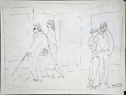 Marcel VERTES (1895-1961) L'exposition (3), le repas du chien, L'homme poilu
Ensemble...