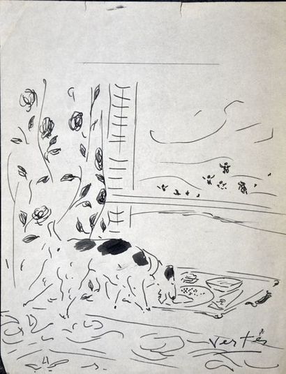 Marcel VERTES (1895-1961) L'exposition (3), le repas du chien, L'homme poilu
Ensemble...