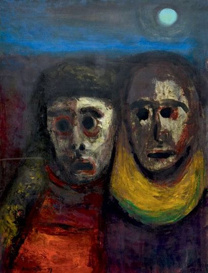 EVARISTO (1923-2009) Deux femmes
Gouache, signée et datée 1997 en bas à gauche, datée...