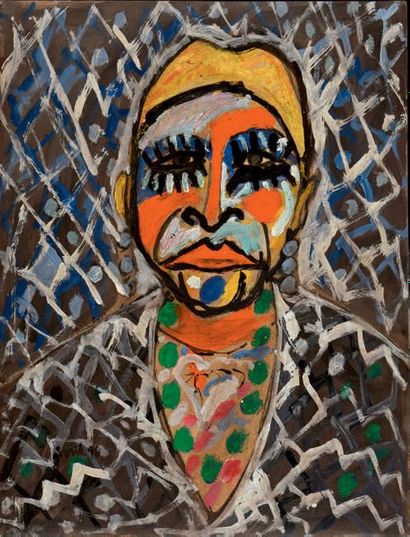Armand AVRIL (né en 1926) Tête de clown
Huile sur papier marouflée sur toile, signée...