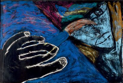Jean-Philippe AUBANEL (né en 1953) Visage et main, Action de peindre, circa 1985
Acrylique...