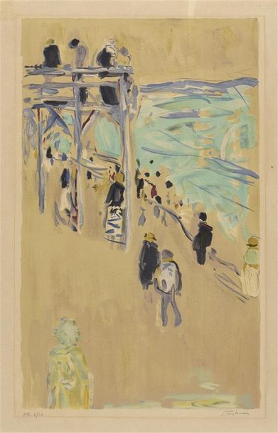 Jacques TRUPHÉMUS (1922-2017) Plage du Nord, 1967
Lithographie, signée en bas à droite...