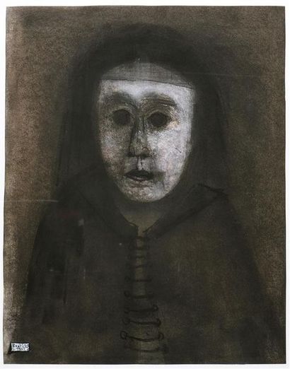 EVARISTO (1923-2009) Femme en buste
Gouache, signée et datée 1995 en bas à gauche
H....