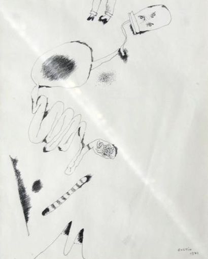 Jean RUSTIN (1928-2013) Éléments organiques, 1971
Encre (plume), signée et datée...