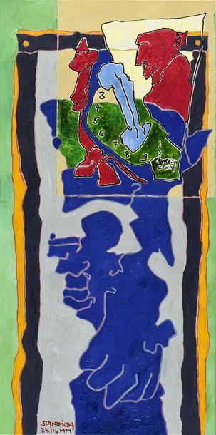 Jean-Marc SCANREIGH (né en 1950) Ombre bleue avec arme, 2000
Acrylique sur toile,...