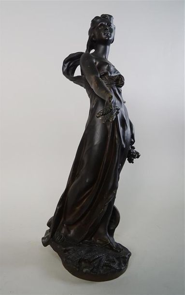 null Jean-Baptiste GERMAIN (1841-1910) Flore Bronze à patine brune, signé sur la...