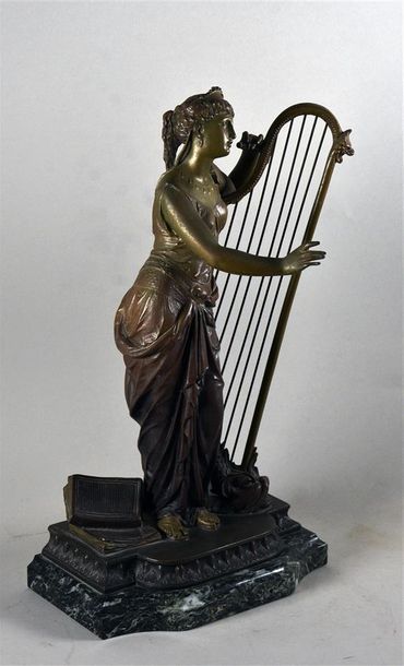 null MOREAU*** Ecole FRANCAISE de la fin du XIXe siècle La Harpiste ou Allégorie...