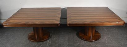 null Rémi TESSIER ( XXe-XXIe siècle) Paire de grandes tables en bois de placage à...