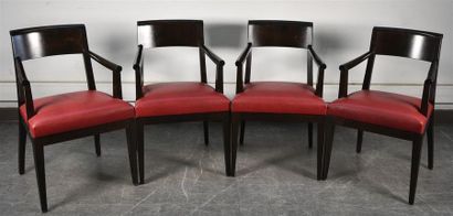 null Philippe HUREL ( né en 1955) Suite de quatre fauteuils modèle "Saint-James",...