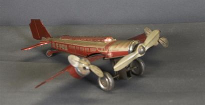 null Avion Air France de marque Joustra 1939 en tôle mécanique. Fonctionne. En bon...