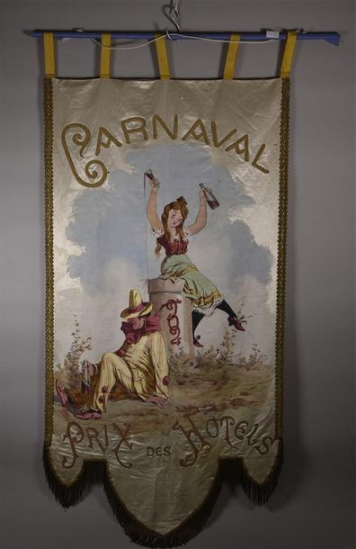 null Bannière de récompense, Prix des Hôtels, probablement Nice, 1902, broderie et...