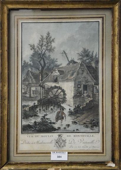 null LE SUEUR (Ecole FRANCAISE du XVIIIe siècle) Vue du Moulin de Montevillle Gravure...