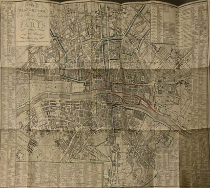 null [PLAN] Nouveau Plan routier de la ville de Paris, 1814 Grand in-folio, remplié...