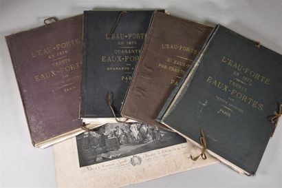 null L'Album Cadart L'eau-forte en 1874, 1875, 1876, 1877. 4 volumes in-folio en...