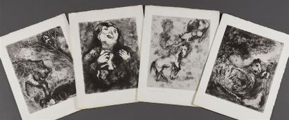 null Marc CHAGALL (1887-1985) Suite de quatre planches pour Les Fables de La Fontaine...