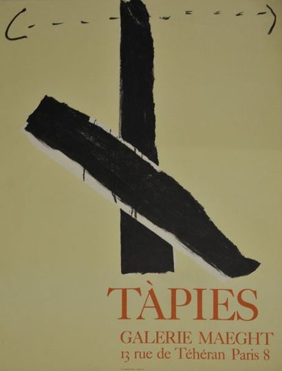 null D'après Antoni TAPIES (1923-2012) Trois affiches de galerie imprimées en couleurs...