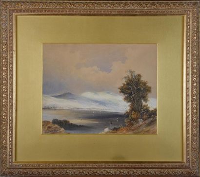null Harry WILLSON (act.c.1813-1852) Lac d'Annecy Aquarelle signée en bas à droite...