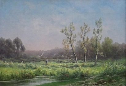 null R.T. STUART (XIXe siècle) Vallée de la Marne le matin, environs de Château-Thierry...