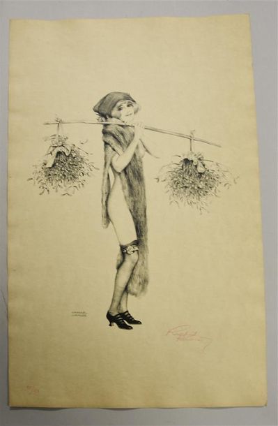null Raphaël KIRCHNER (1876-1917) "Bonne année !" Lithographie signée en bas à droite...