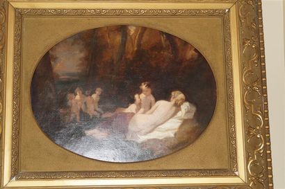 null Ecole FRANCAISE du XIXe siècle Venus et des amours Huile sur toile dans un cadre...