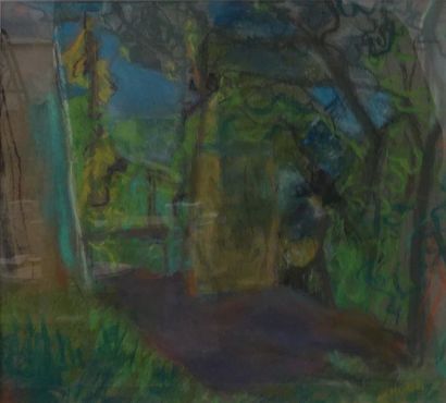 null Henriette DELORAS (1901-1941) Scène de paysage Pastel sur papier signé en bas...