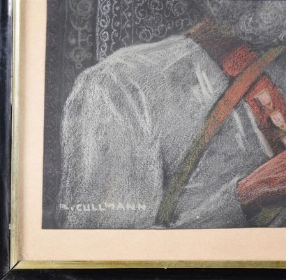 null Bernard CULLMANN (1903-1977) Portrait d'un homme au turban Dessin au pastel...