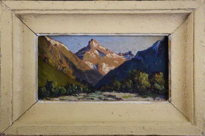 null Lucien QUENARD (1902-1995) La chaîne de Belledonne - L'aiguille du Plat Huile...