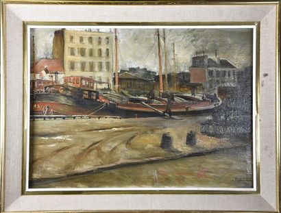 null Charles YVER (XXe siècle) Port breton Huile sur toile signée en bas à droite...