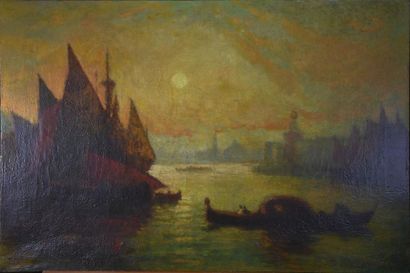 null François MAURY (1861-1933) Venise Huile sur toile signée en bas à gauche H....