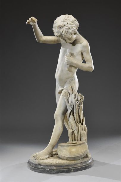 Ecole ITALIENNE, vers 1880 Jeune pêcheur
Sculpture en marbre blanc
H. 128 cm dont...