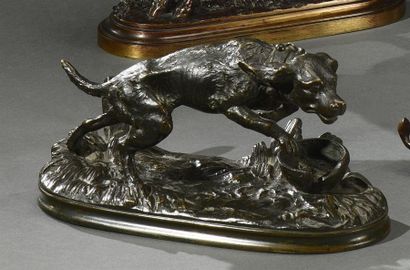 D'après Pierre-Jules MÊNE (1810-1879) Chien à l'attaque attaché
Épreuve en bronze...