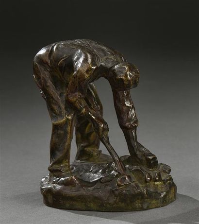 Aimé-Jules DALOU (1838-1902) Le casseur de pierres
Épreuve en bronze à patine marron,...