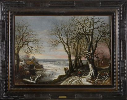 Denÿs van ALSLOOT (1570-1626) Les patineurs
Huile sur toile
H. 63 cm - L. 88 cm ...