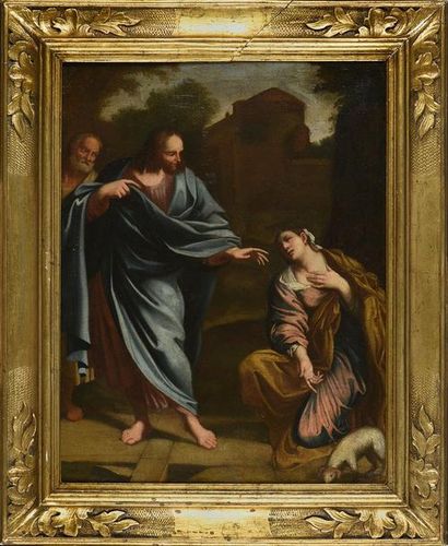 Ecole Italienne du XVIIIe siècle Jésus, Marie Madeleine et l'Agneau
Huile sur toile,...