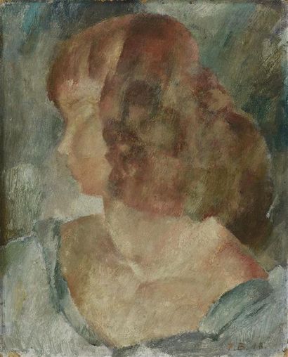 Rodolphe-Théophile BOSSHARD (1889-1960) * Jeune fille en buste, de profil, 1918
Huile...